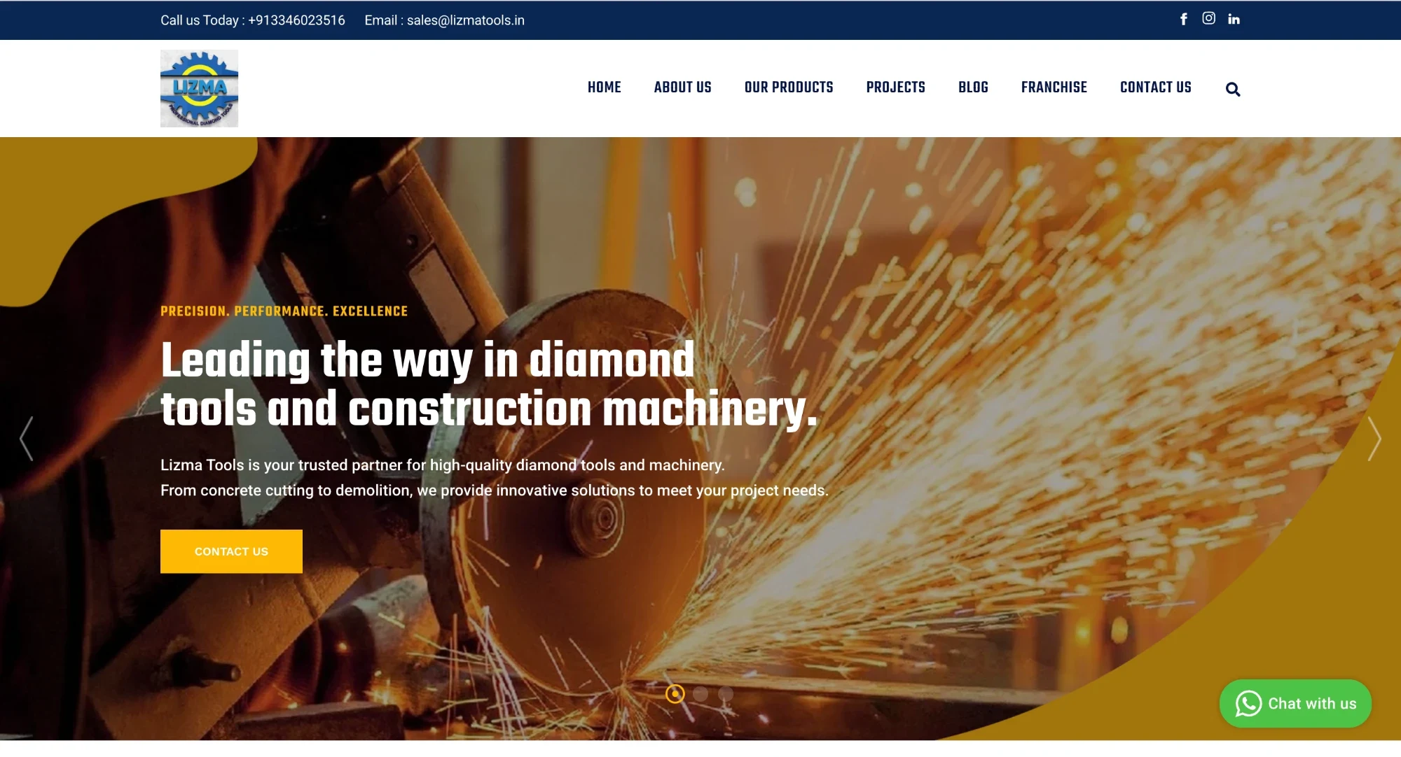 Lizma Tools website before the redesign